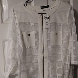 White lace zipper jacket shirt
